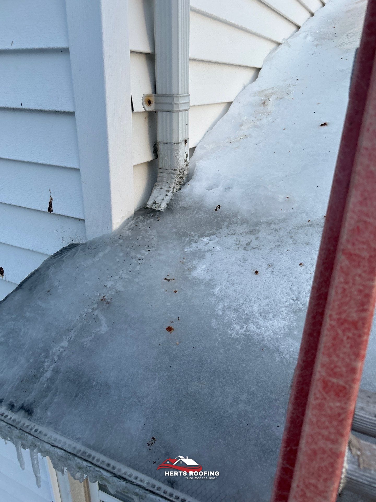 Storm Damage Restoration for Ice Dam Issue in Cranford — during photo