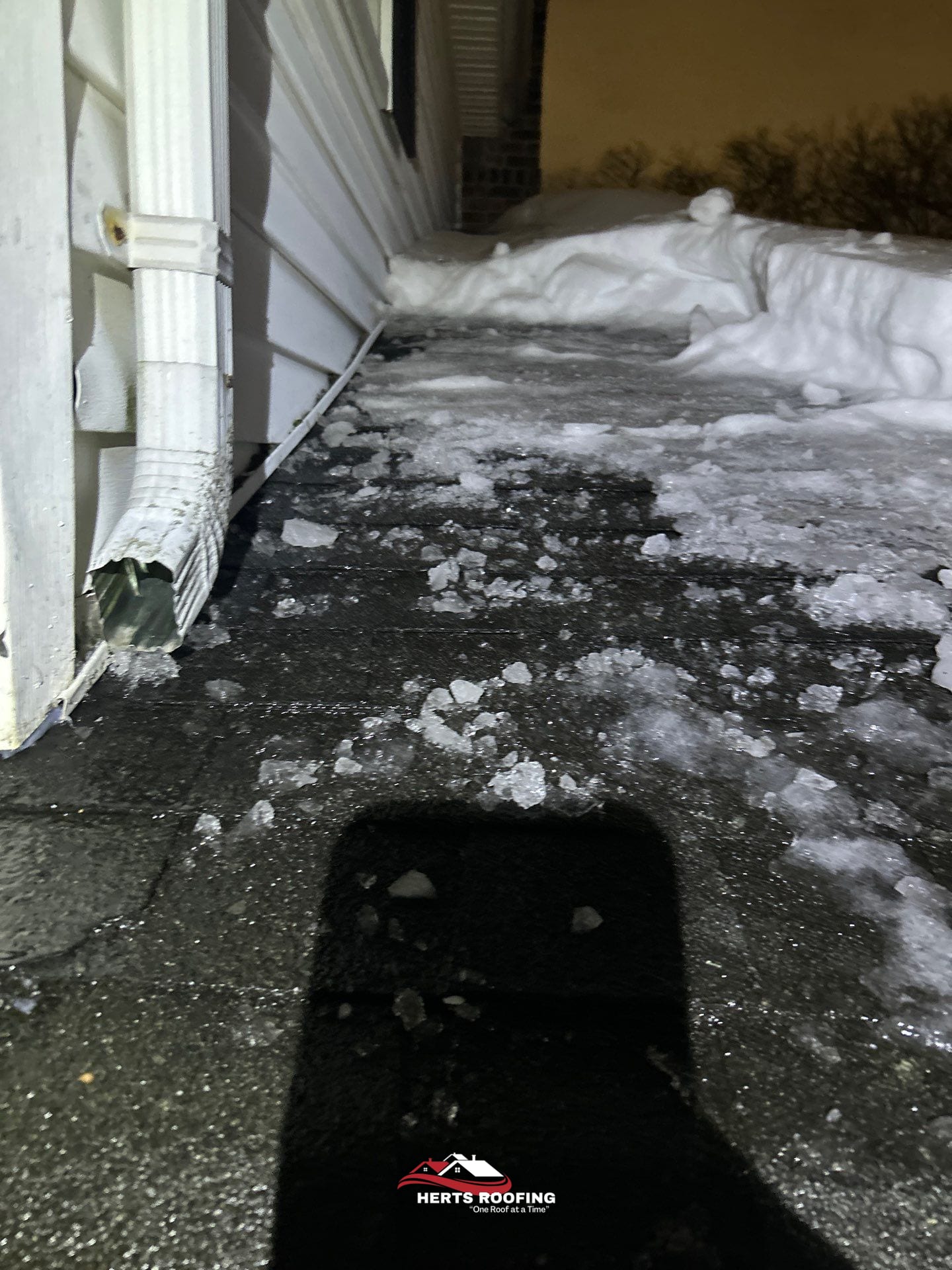 Storm Damage Restoration for Ice Dam Issue in Cranford — during photo