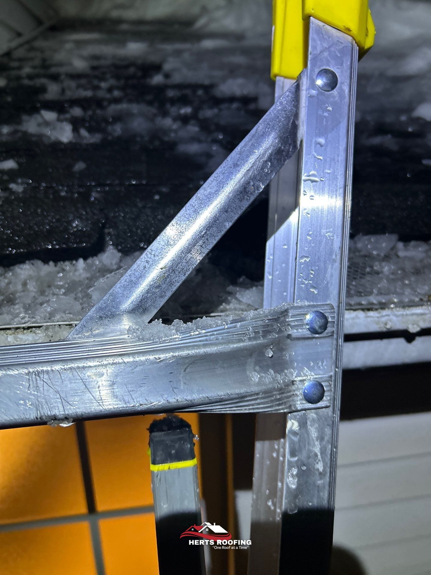 Storm Damage Restoration for Ice Dam Issue in Cranford — during photo