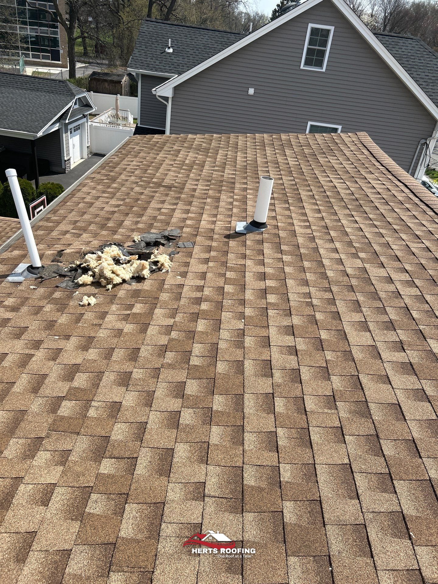 Emergency Roof Tarp Installation in Rahway, NJ — before photo