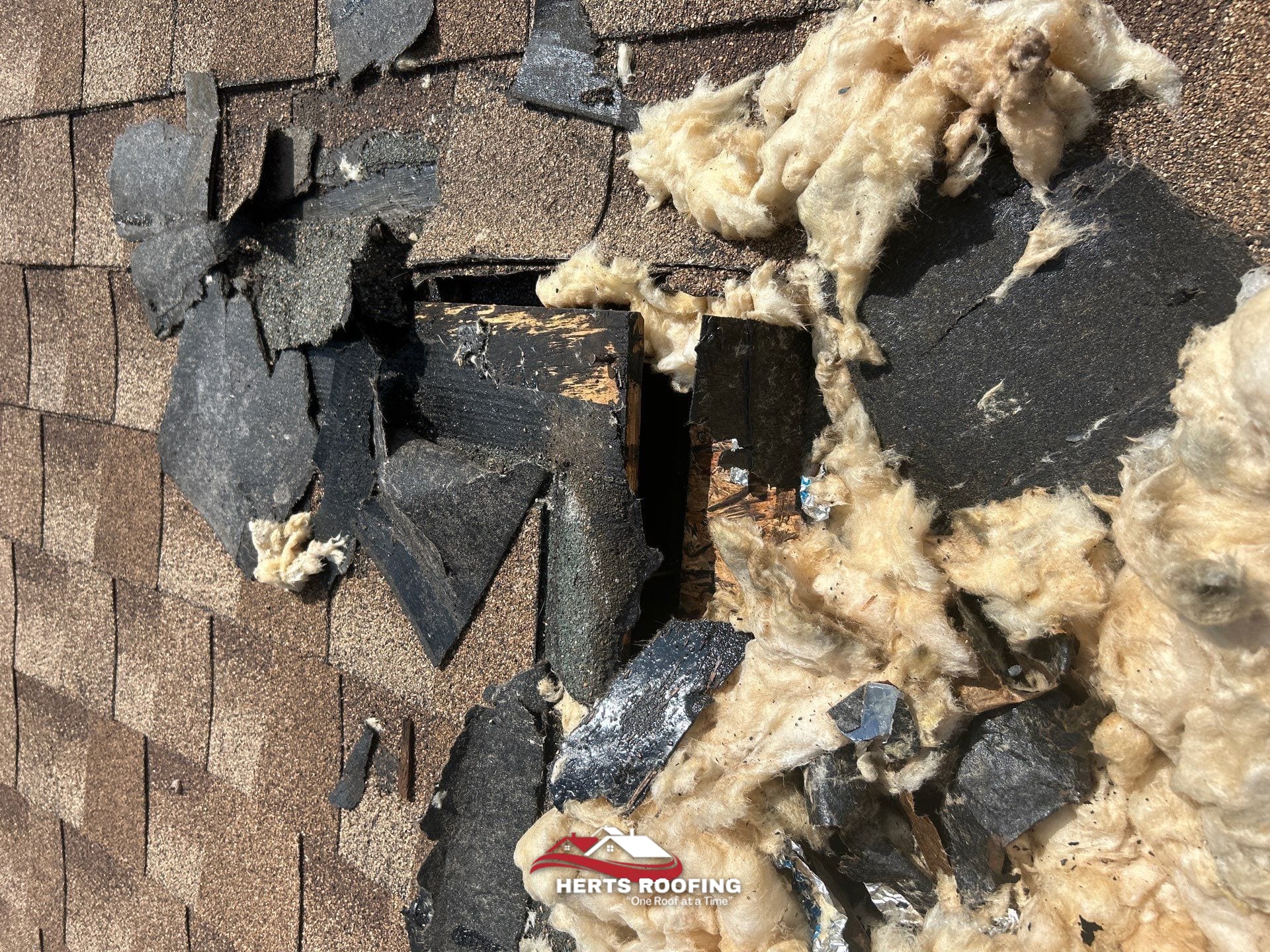 Emergency Roof Tarp Installation in Rahway, NJ — during photo