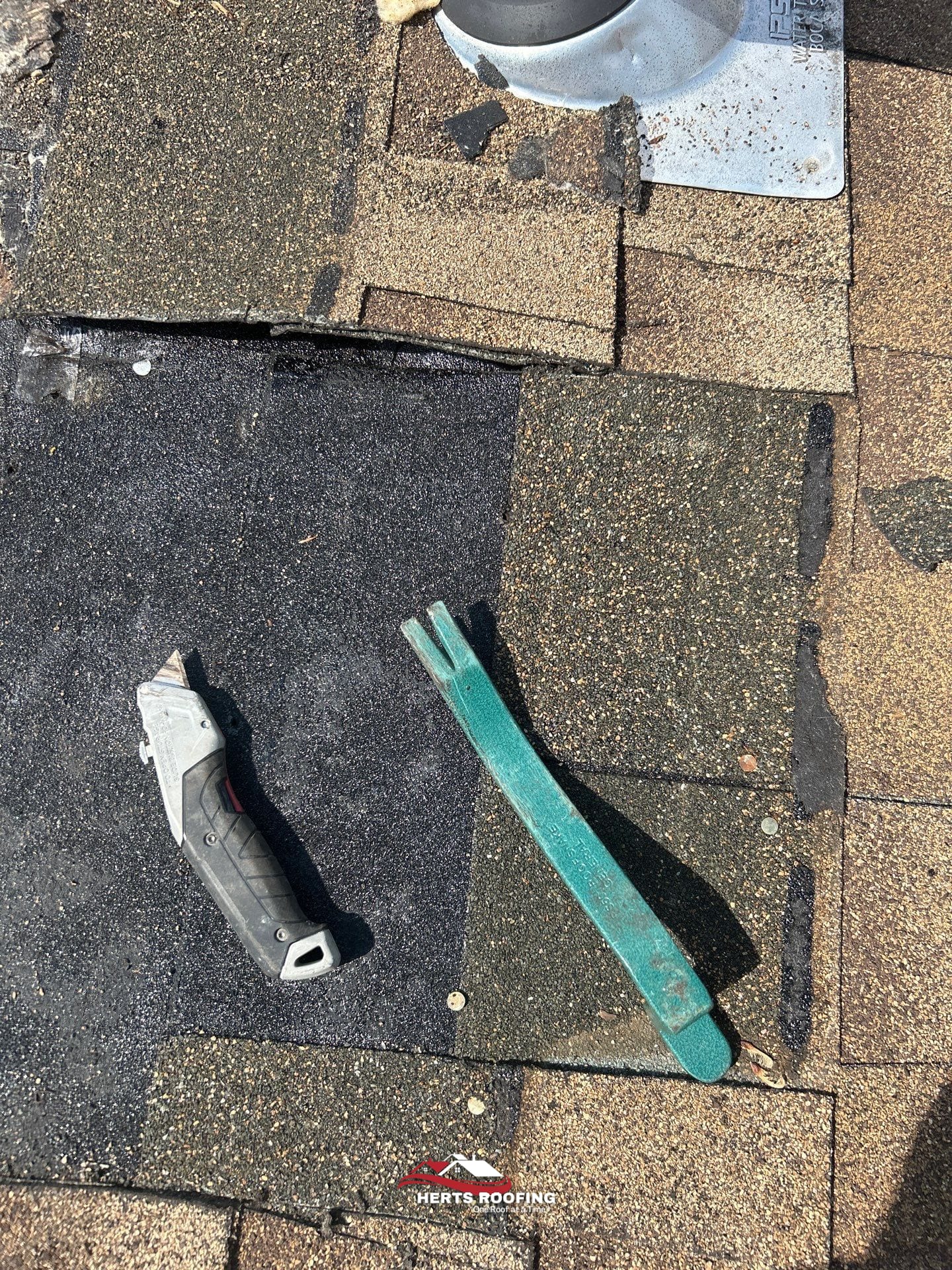 Emergency Roof Tarp Installation in Rahway, NJ — during photo