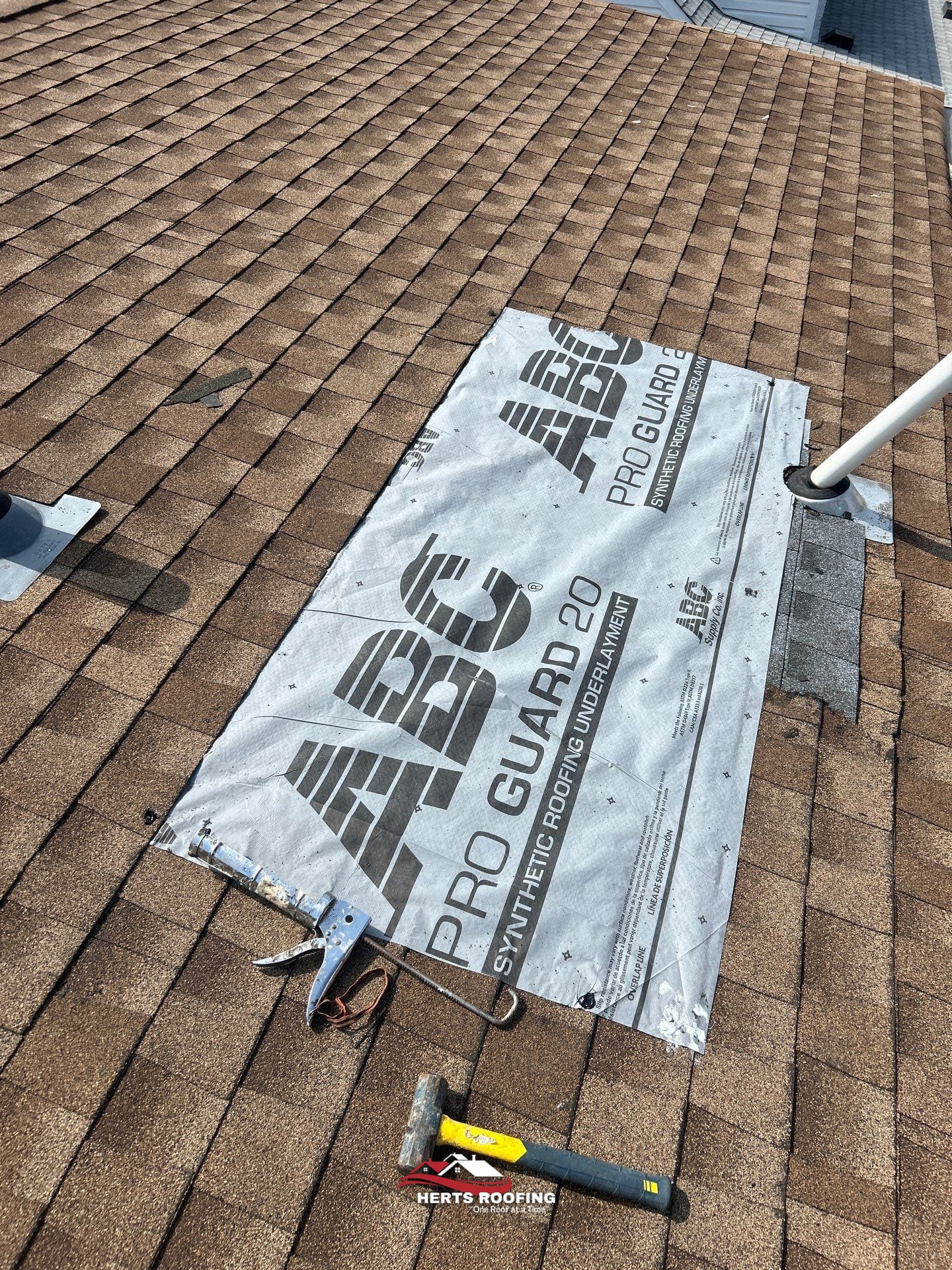 Emergency Roof Tarp Installation in Rahway, NJ — during photo