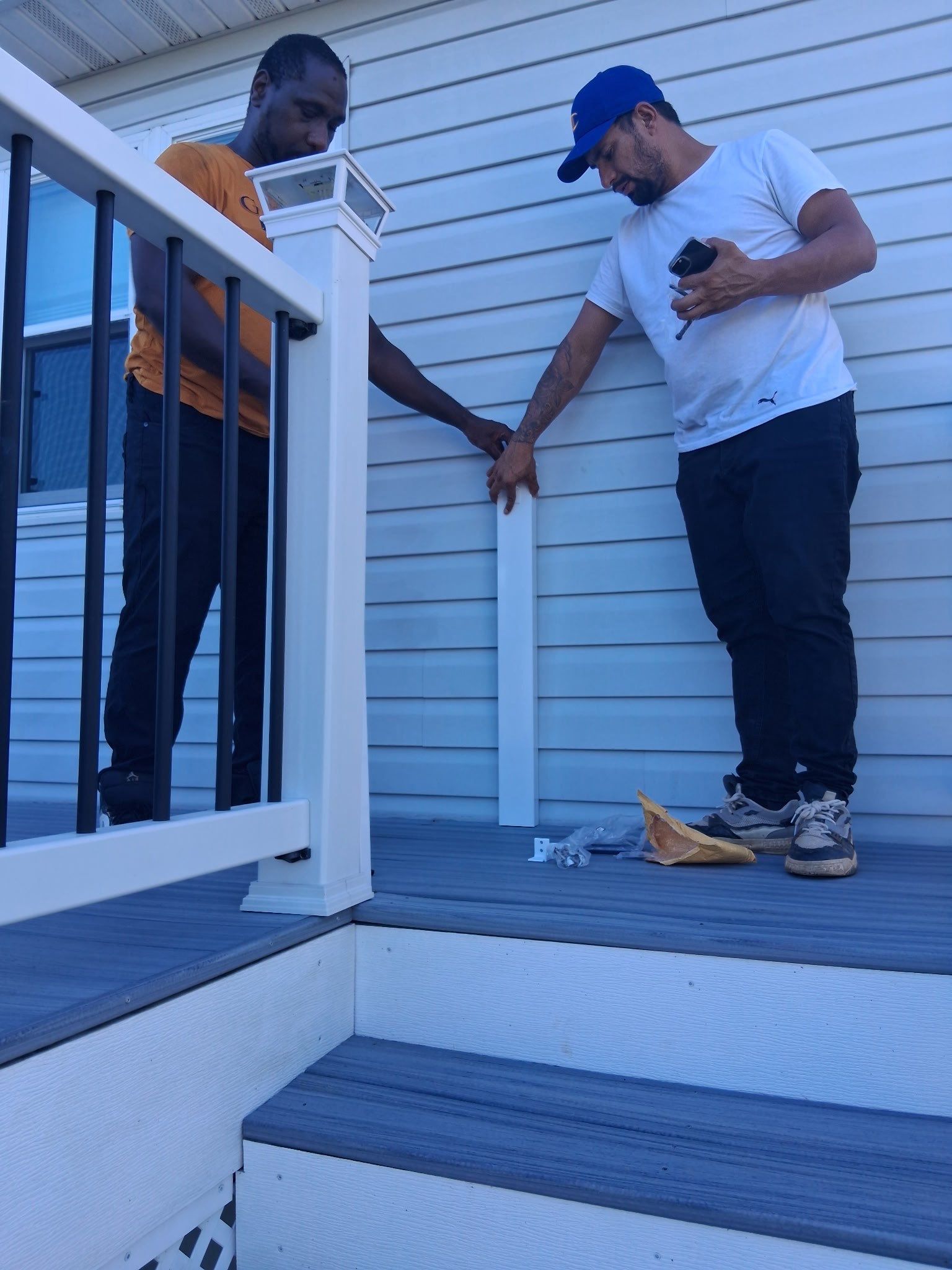 deck construction project — during photo