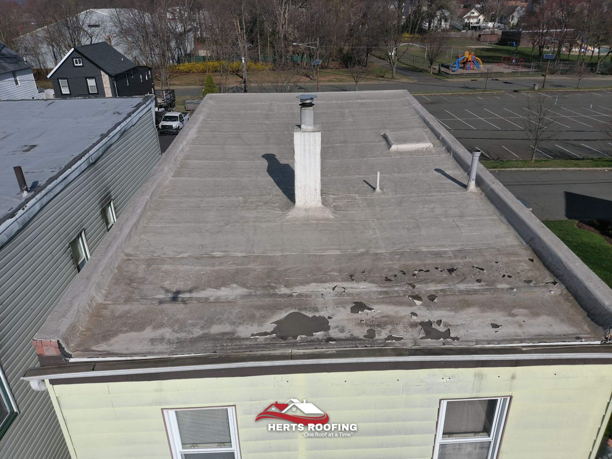 Flat Roof Replacement in Cranford, NJ — during photo
