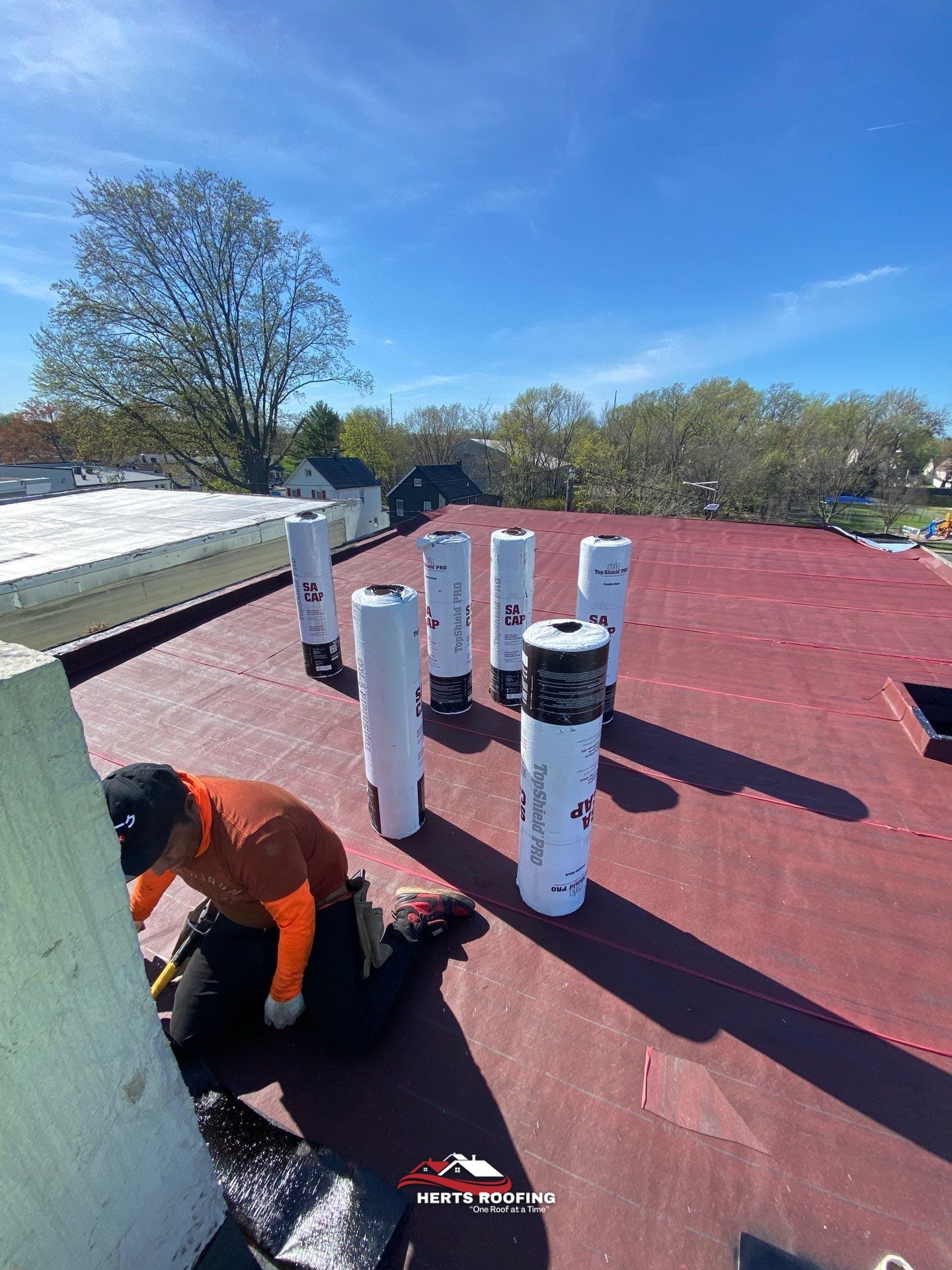 Flat Roof Replacement in Cranford, NJ — during photo
