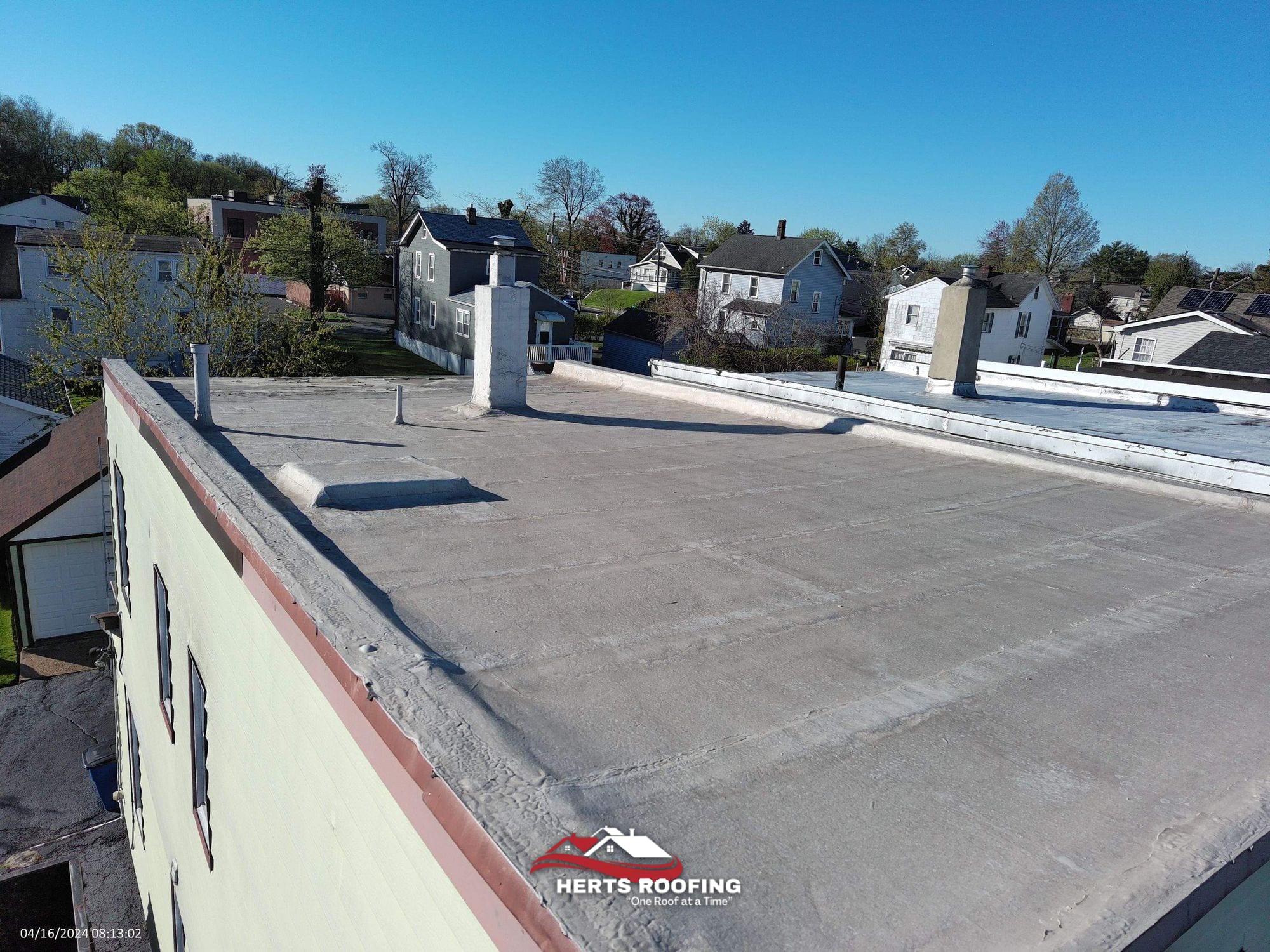 Flat Roof Replacement in Cranford, NJ — during photo