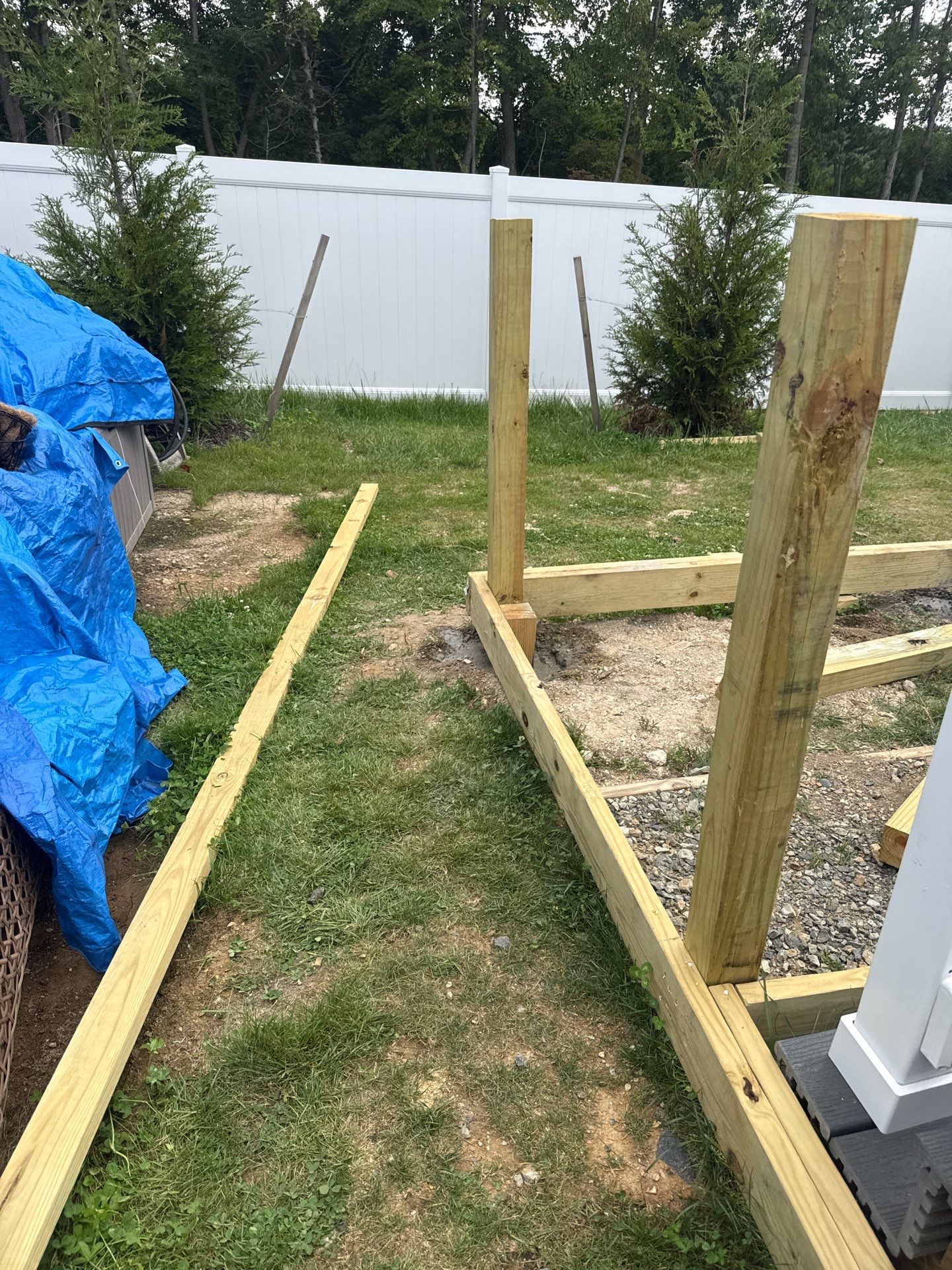 deck construction project — during photo