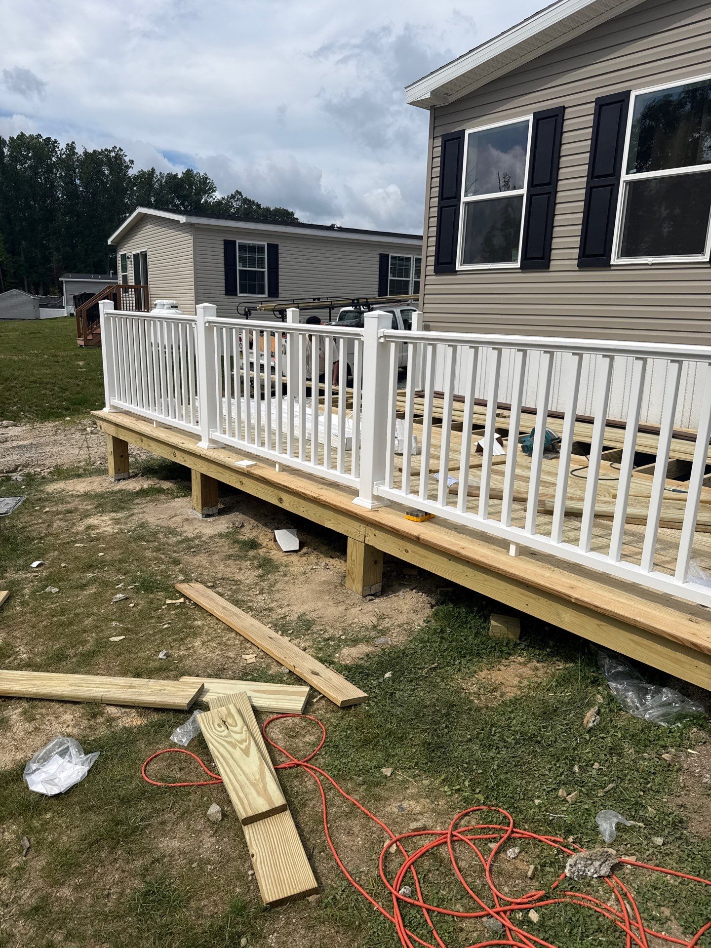 deck construction project — during photo
