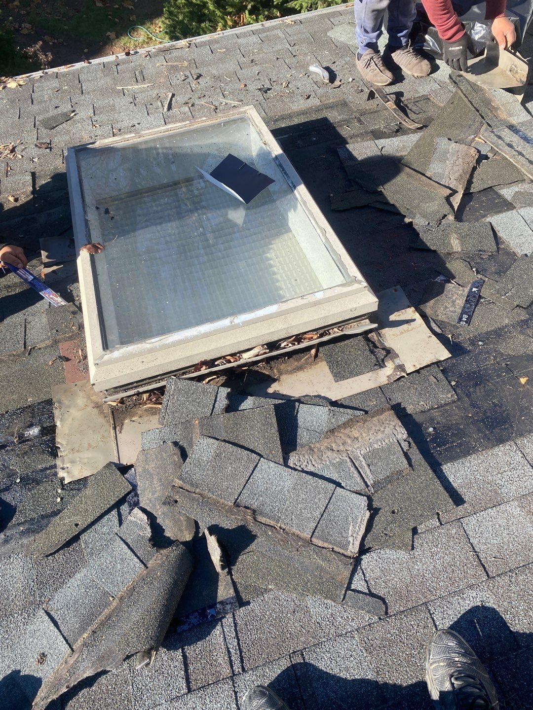 roof repair project — during photo