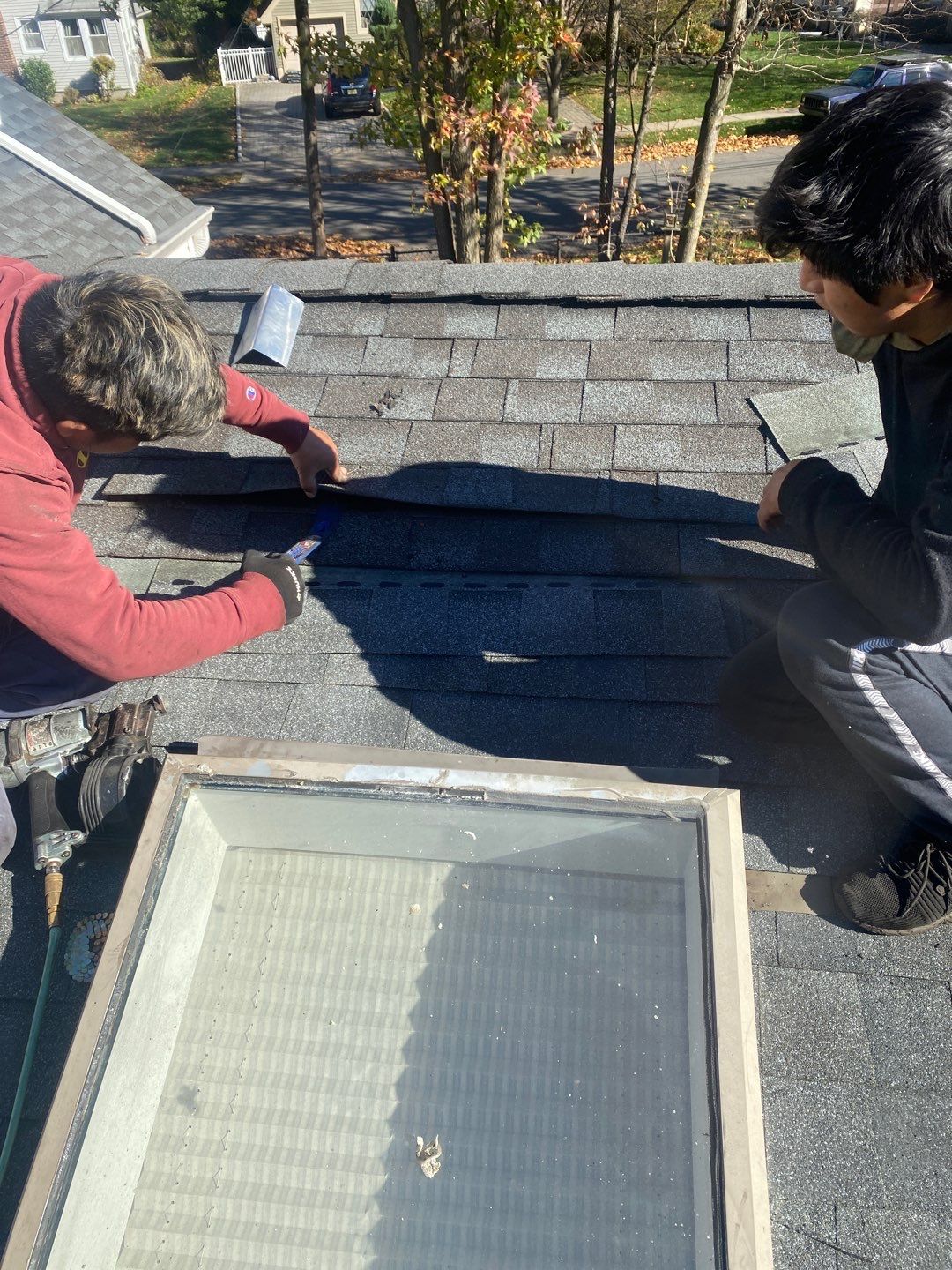 roof repair project — during photo