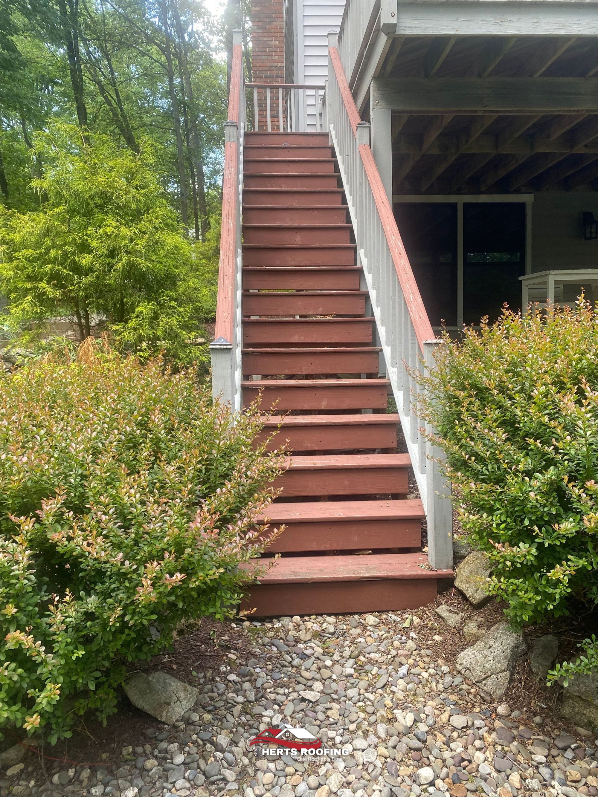 Deck Replacement: Decking, Stairs, and Aluminum Railing — during photo