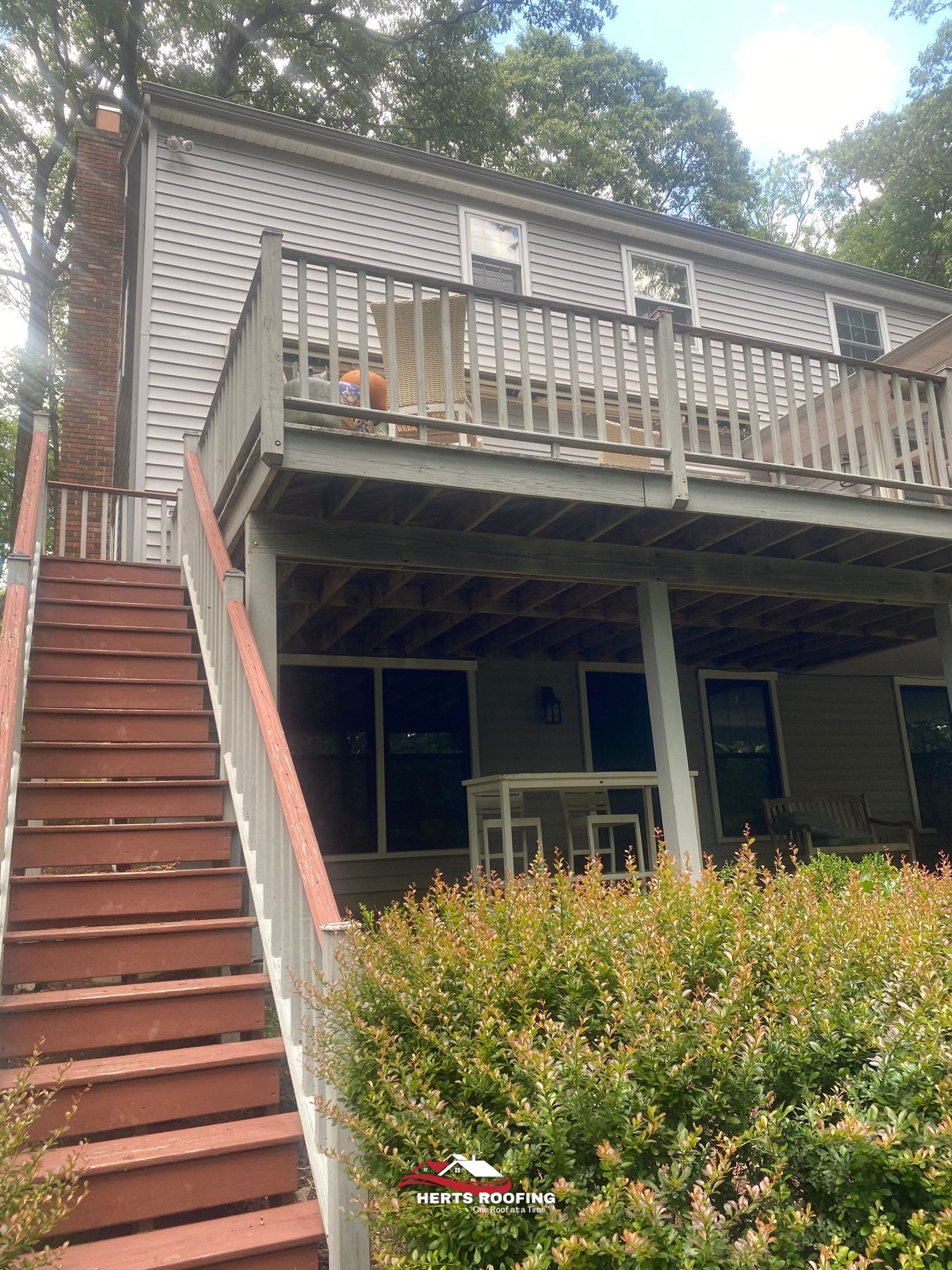 Deck Replacement: Decking, Stairs, and Aluminum Railing — during photo
