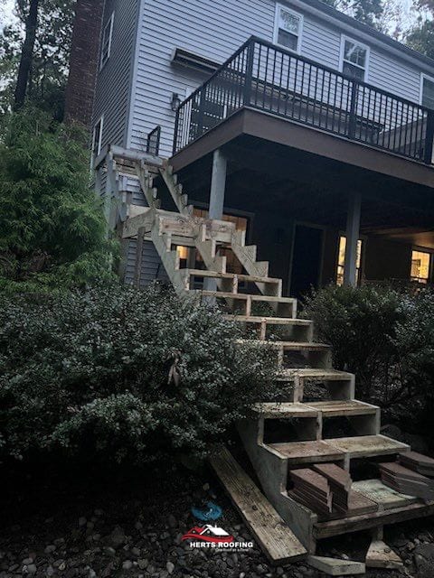 Deck Replacement: Decking, Stairs, and Aluminum Railing — during photo