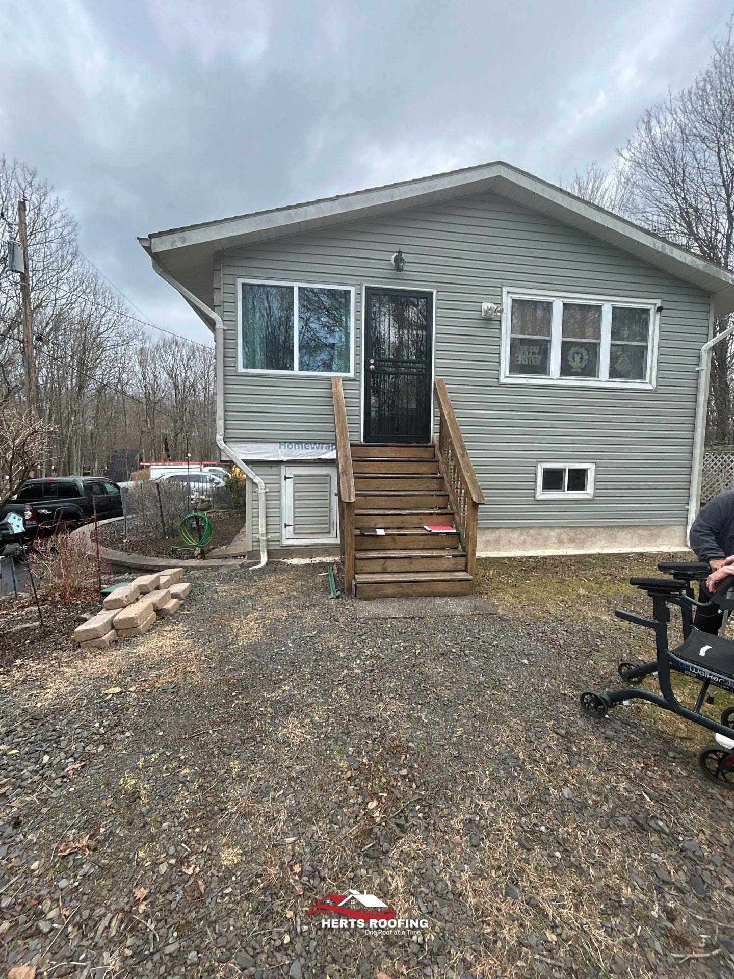 Deck Construction Project in Pocono Summit, PA — during photo