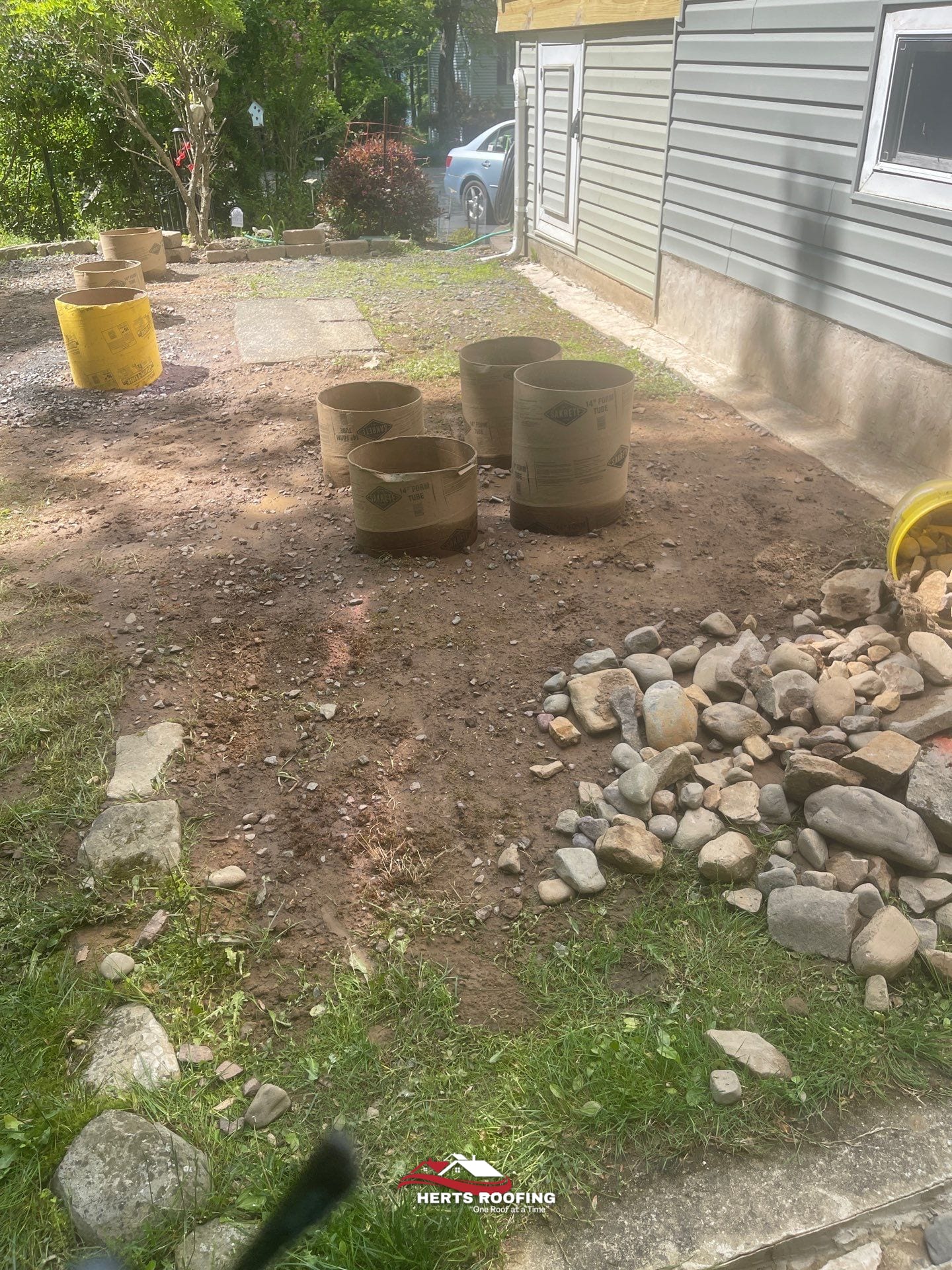 Deck Construction Project in Pocono Summit, PA — during photo
