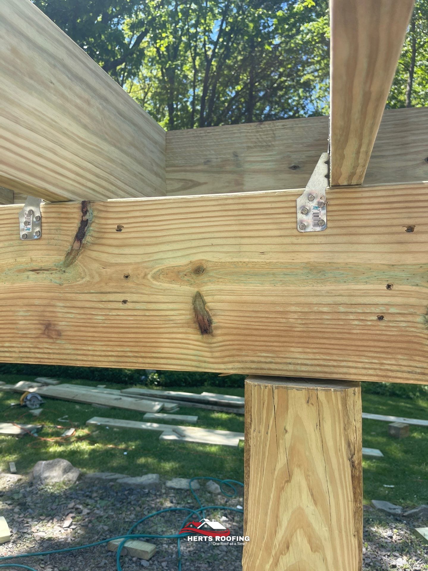 Deck Construction Project in Pocono Summit, PA — during photo