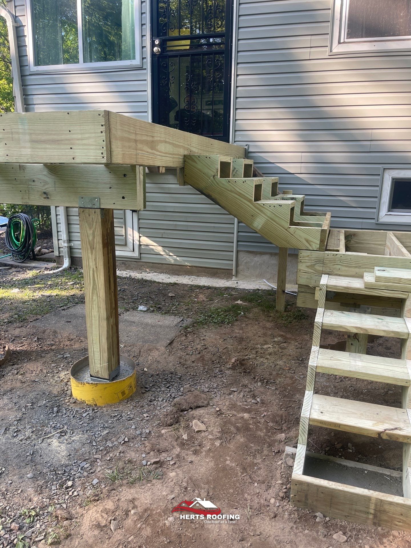 Deck Construction Project in Pocono Summit, PA — during photo