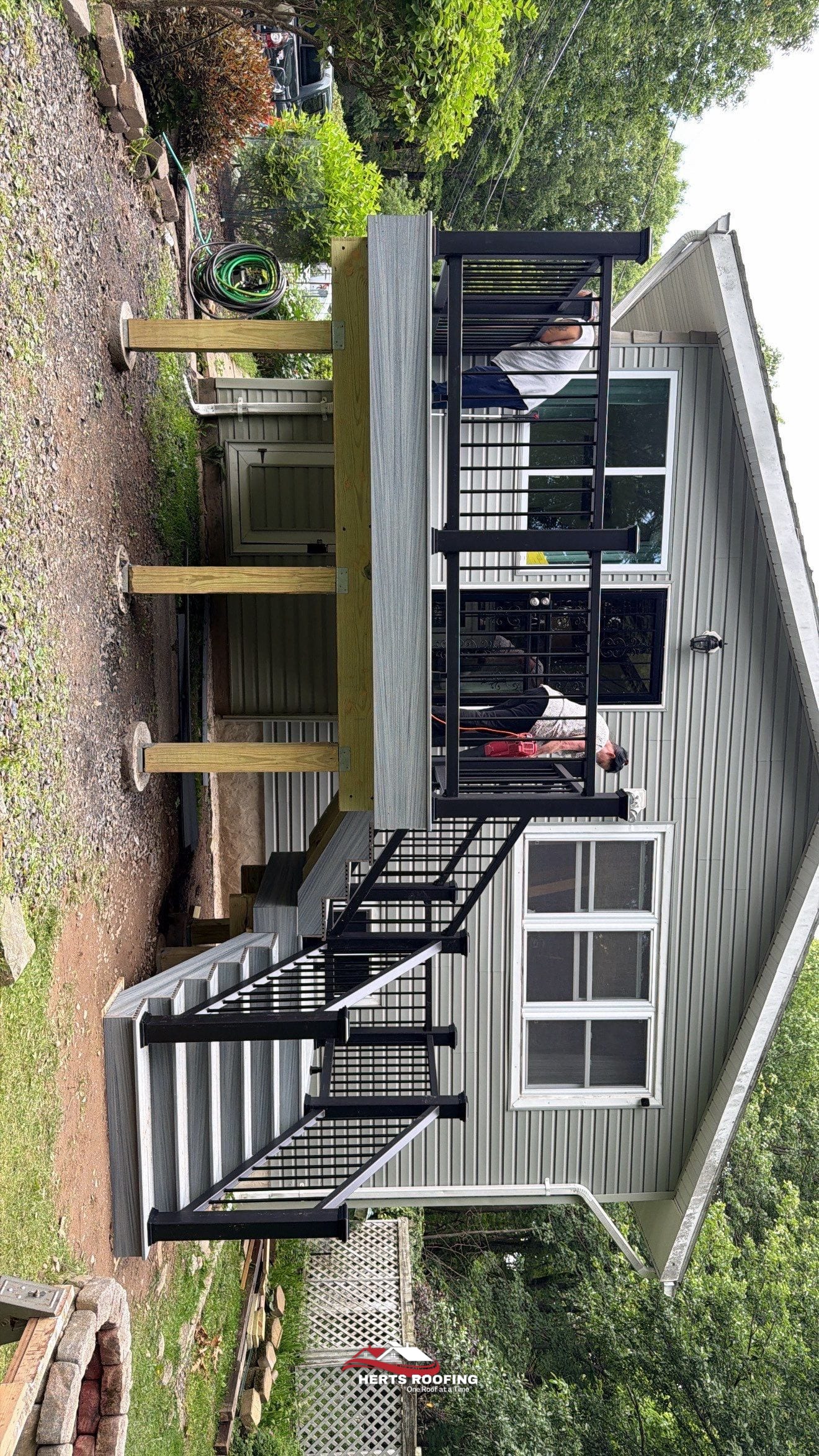 Deck Construction Project in Pocono Summit, PA — during photo