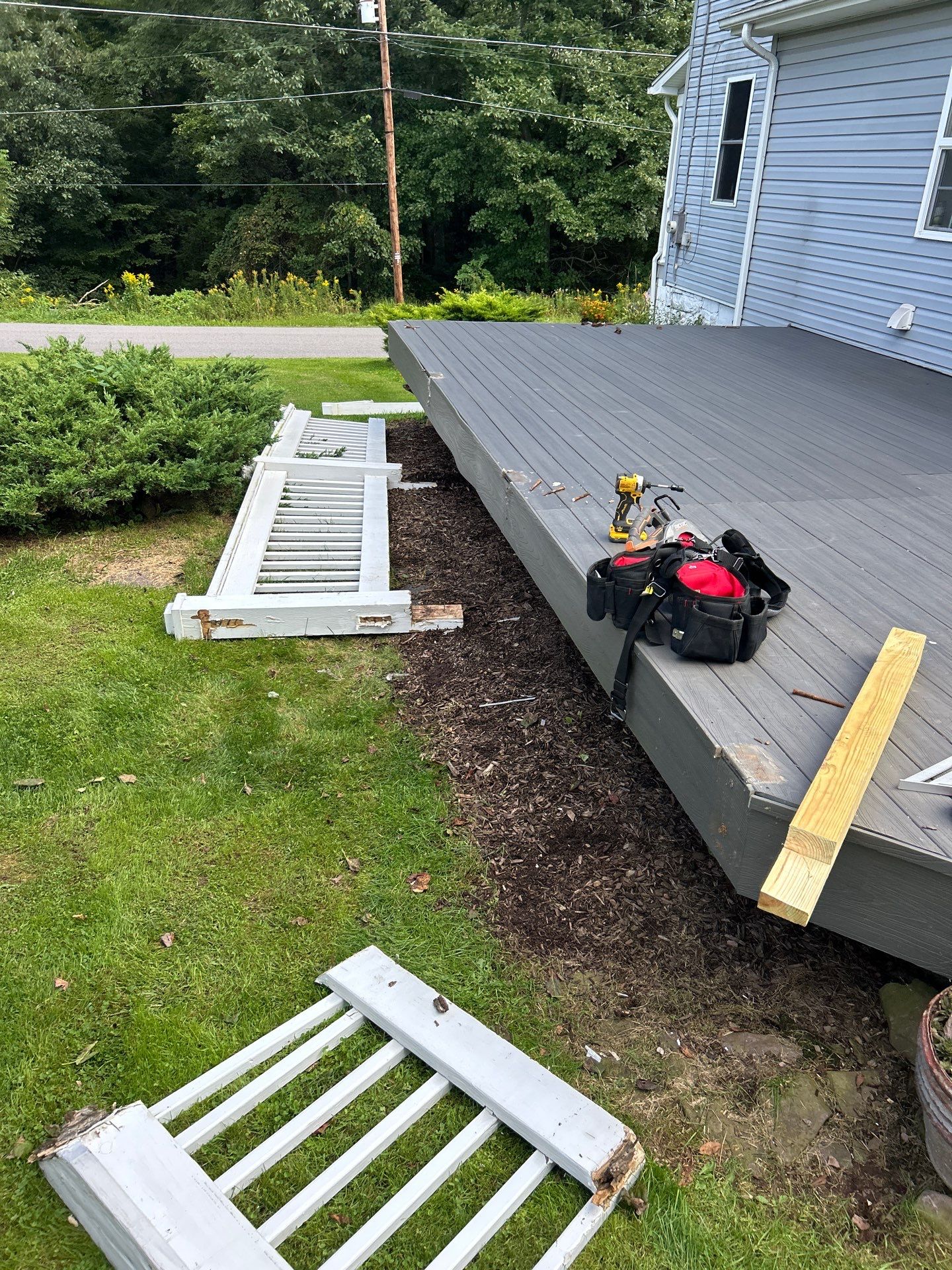 deck construction project — during photo