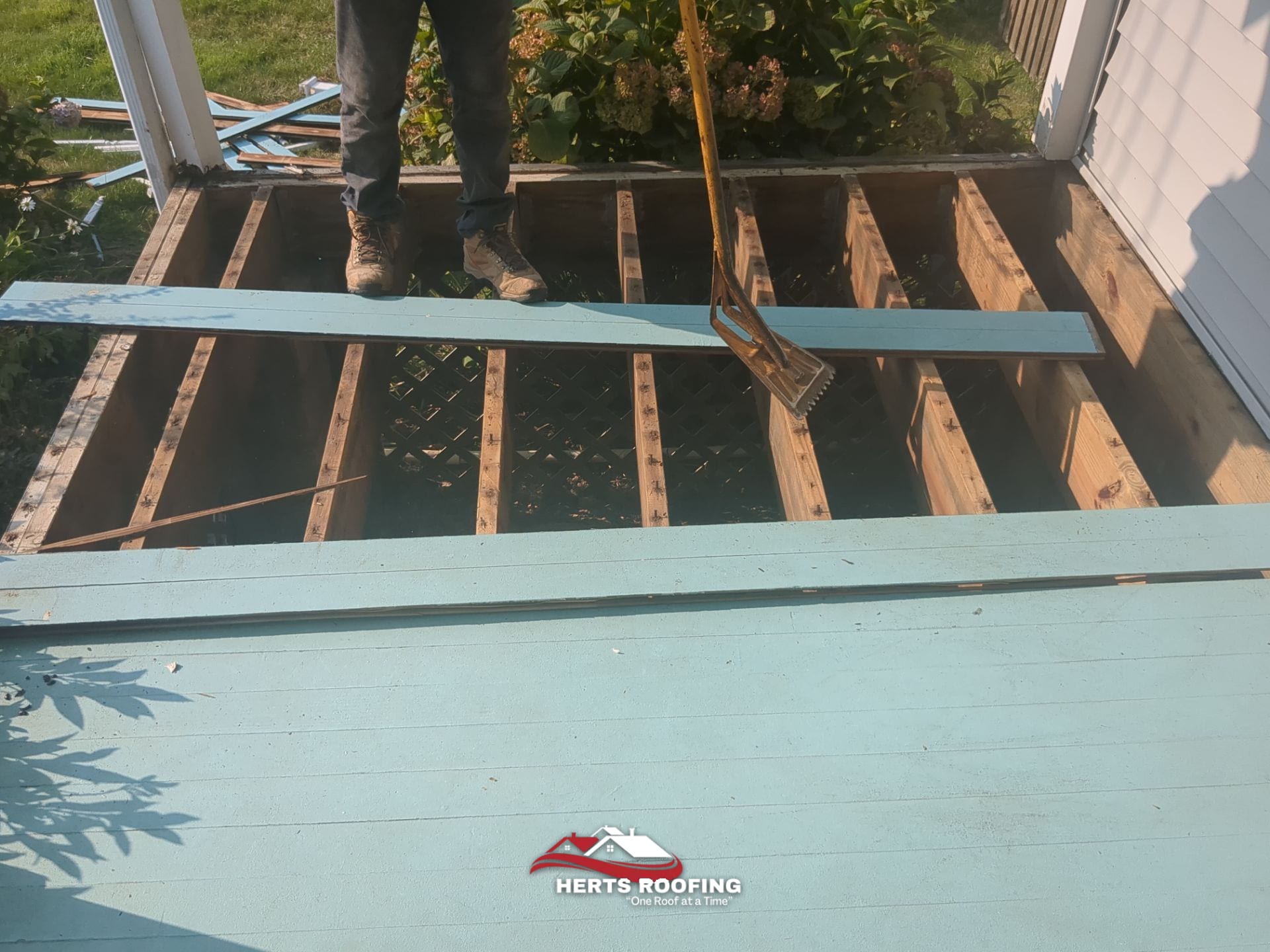 Building a Front Porch Deck in Cranford, NJ — during photo