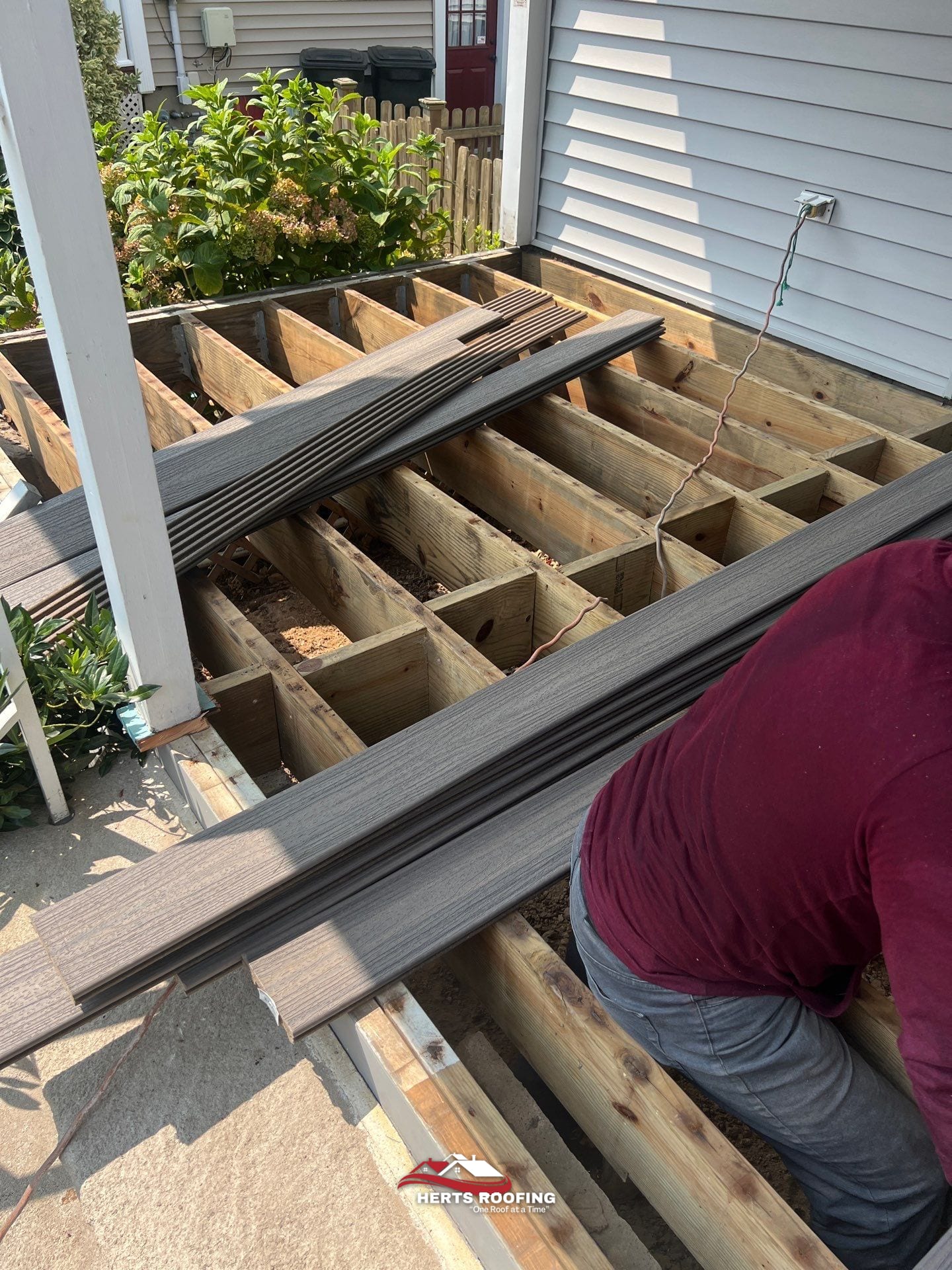 Building a Front Porch Deck in Cranford, NJ — during photo