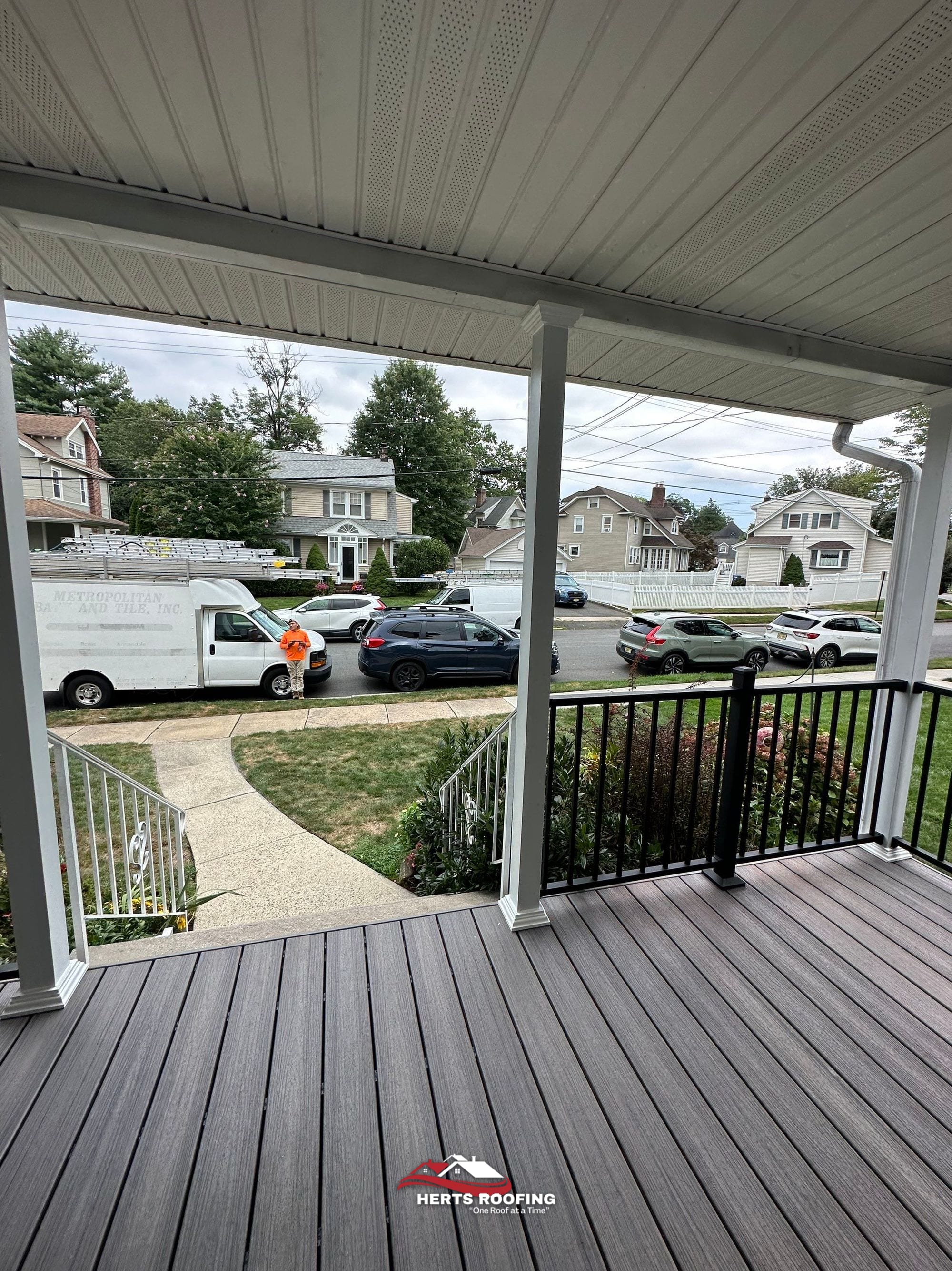 Building a Front Porch Deck in Cranford, NJ — during photo